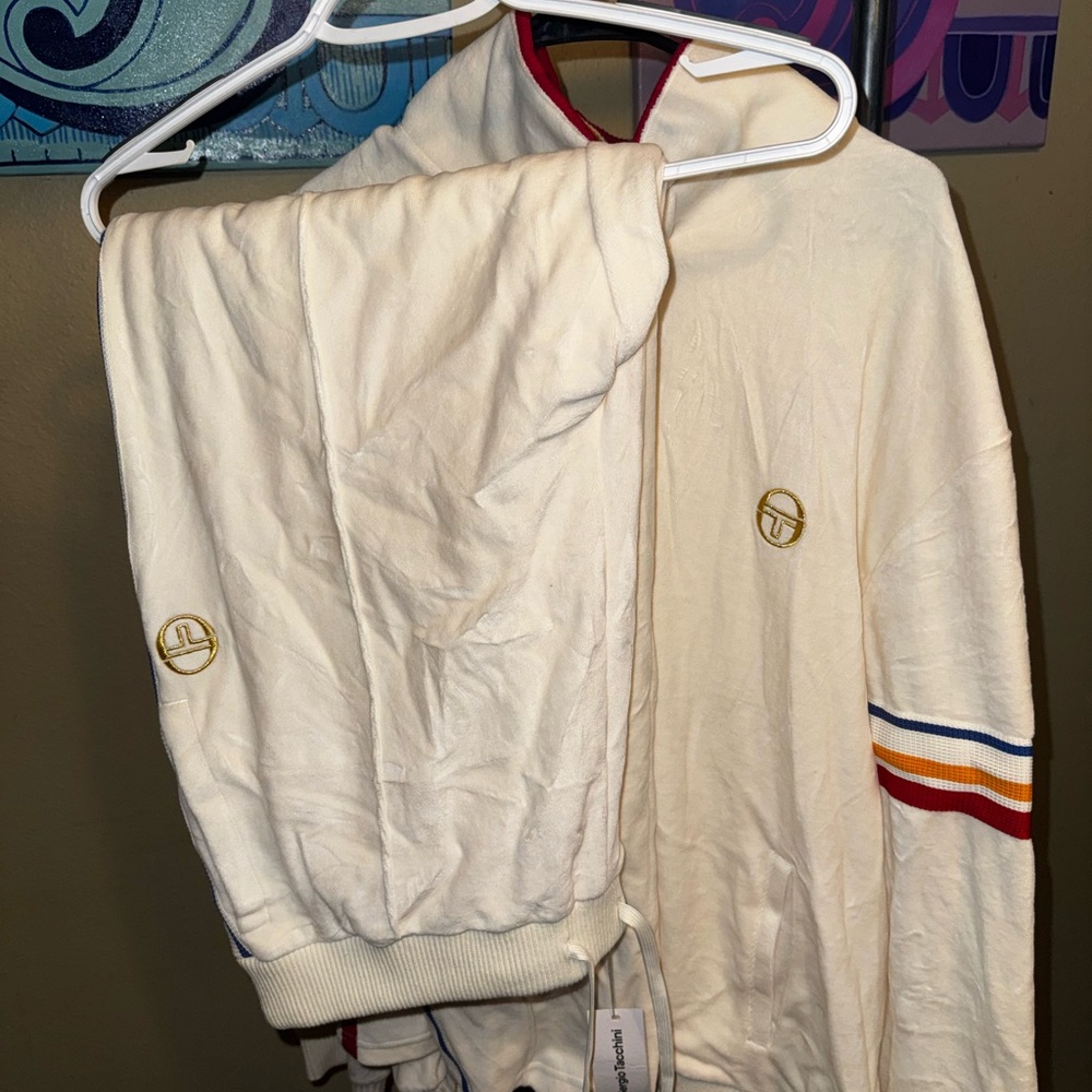 Sergio Tacchini Goran Velour Track Jacket in gardenia (off-white)